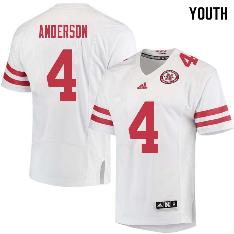 Youth #4 Avery Anderson Nebraska Cornhuskers College Football Jerseys Sale-White